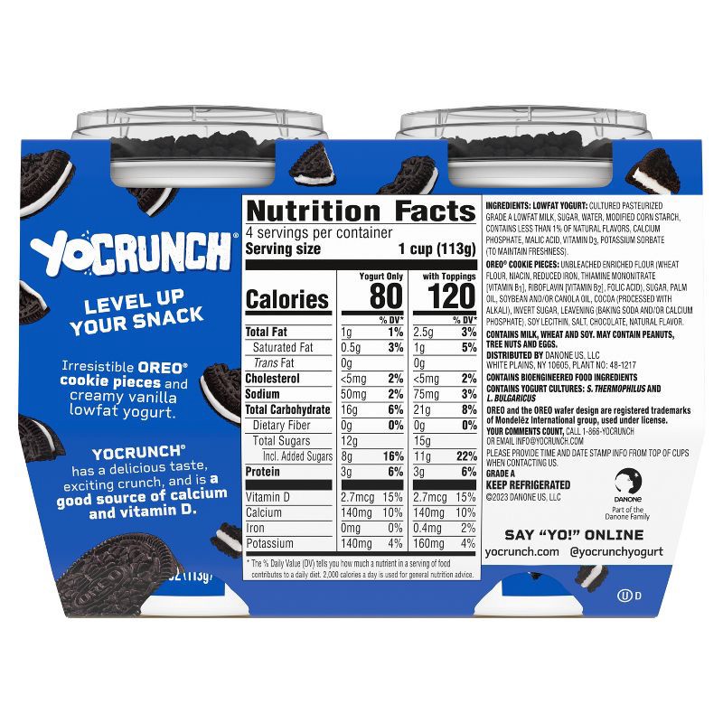 slide 6 of 12, YoCrunch Low Fat Vanilla with OREO Yogurt - 4ct/4oz Cups, 4 ct; 4 oz