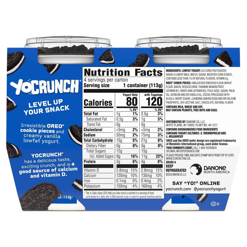 slide 9 of 10, YoCrunch Low Fat Vanilla with OREO Yogurt - 4ct/4oz Cups, 4 ct; 4 oz