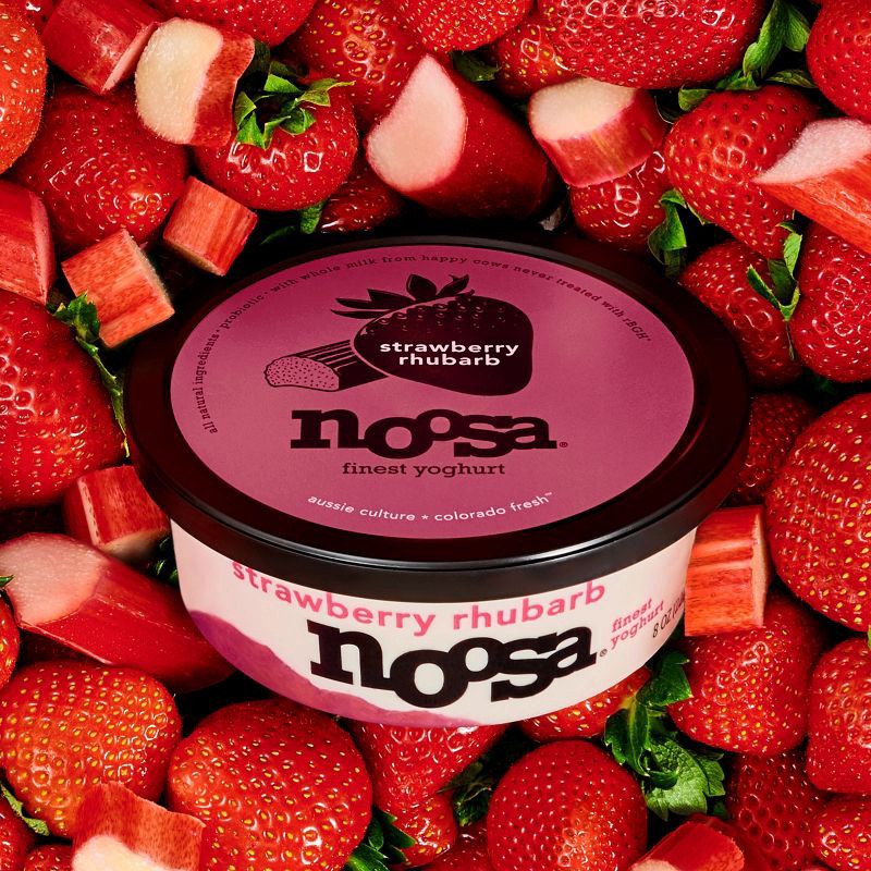 slide 2 of 7, noosa Strawberry Rhubarb Aussie Style Yogurt - 11g Protein 8oz, 11 gram, 8 oz