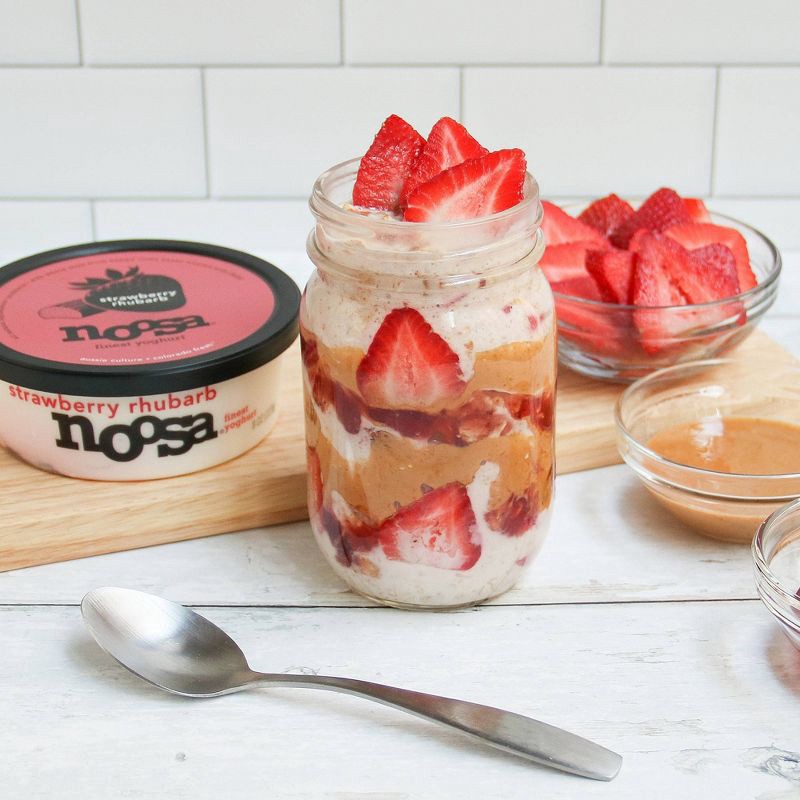 slide 3 of 7, noosa Strawberry Rhubarb Aussie Style Yogurt - 11g Protein 8oz, 11 gram, 8 oz