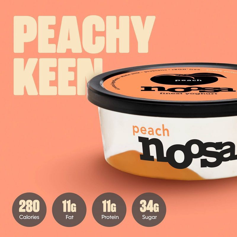slide 5 of 6, noosa Peach Aussie Style Yogurt - 11g Protein 8oz, 11 gram, 8 oz