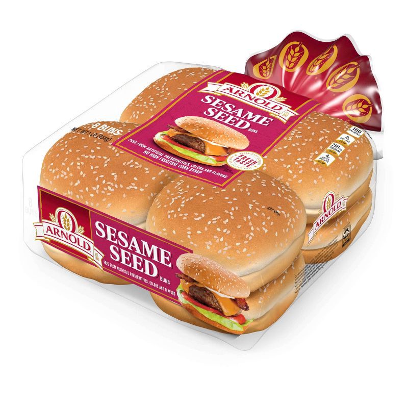 slide 2 of 8, Arnold Select White Sesame Buns - 454g/8ct, 454 gram, 8 ct