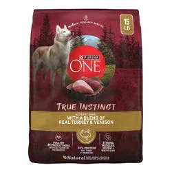 Purina ONE SmartBlend True Instinct Natural Real Turkey & Venison Flavor Dry Dog Food - 15lbs