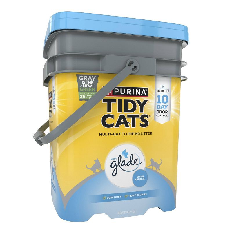 slide 4 of 7, Purina Tidy Cats Clumping and Low Dust Scoop Cat & Kitty Litter with Glade Tough Odor Solutions for Multiple Cats - 35lbs, 35 lb