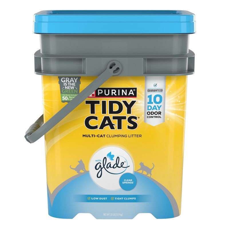 slide 1 of 10, Purina Tidy Cats Clumping and Low Dust Scoop Cat & Kitty Litter with Glade Tough Odor Solutions for Multiple Cats - 35lbs, 35 lb