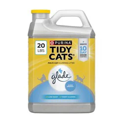 Purina Tidy Cats Clumping and Low Dust Scoop Cat & Kitty Litter with Glade Tough Odor Solutions for Multiple Cats - 20lbs