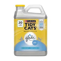 Purina Tidy Cats Clumping and Low Dust Scoop Cat & Kitty Litter with Glade Tough Odor Solutions for Multiple Cats - 20lbs