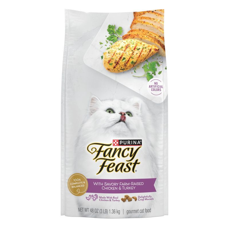 slide 1 of 13, Purina Fancy Feast with Chicken & Turkey Adult Gourmet Dry Cat Food - 48oz, 48 oz