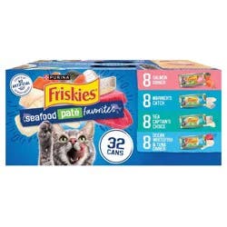 Purina Friskies Paté Wet Cat Food Seafood Fish Flavor Favorites - 5.5oz/32ct Variety Pack