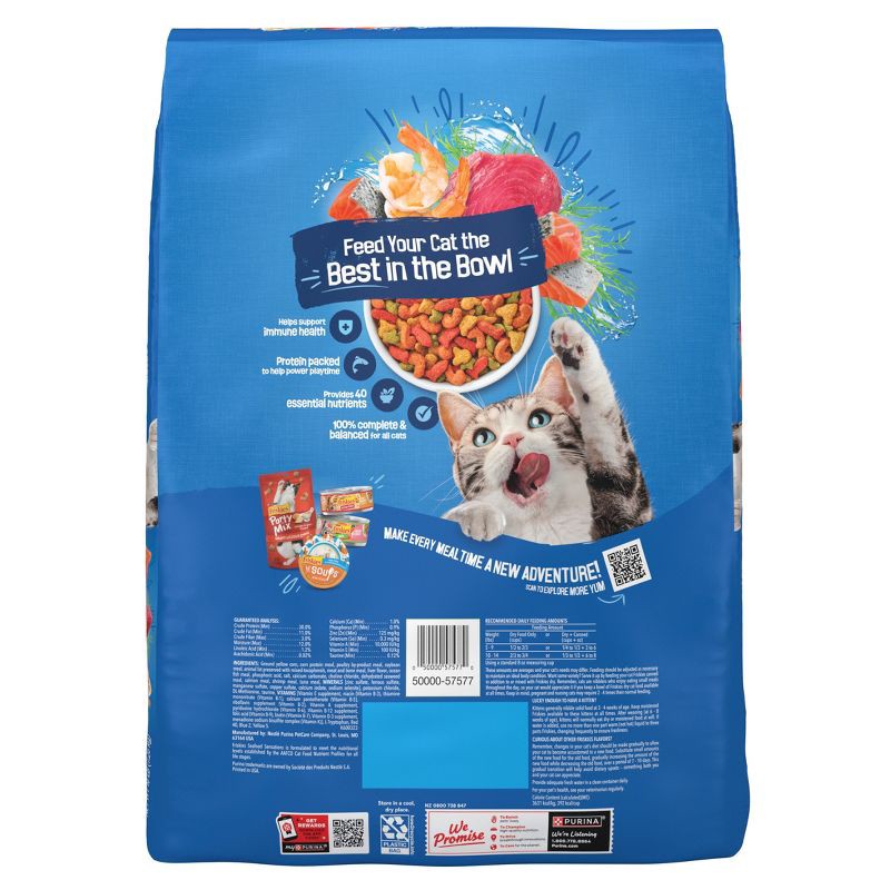 slide 2 of 14, Purina Friskies Seafood Sensations with Flavors of Salmon, Tuna, Shrimp & Seaweed Adult Complete & Balanced Dry Cat Food - 16lbs, 16 lb