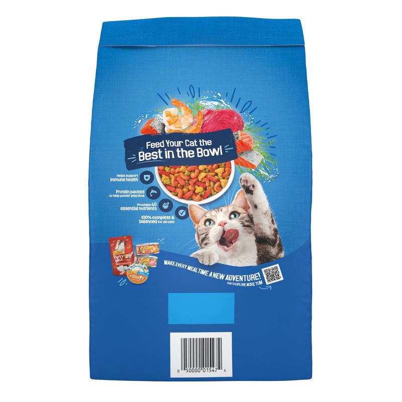 slide 2 of 11, Purina Friskies Seafood Sensations with Flavors of Salmon, Tuna, Shrimp & Seaweed Adult Complete & Balanced Dry Cat Food - 3.15lbs, 3.15 lb