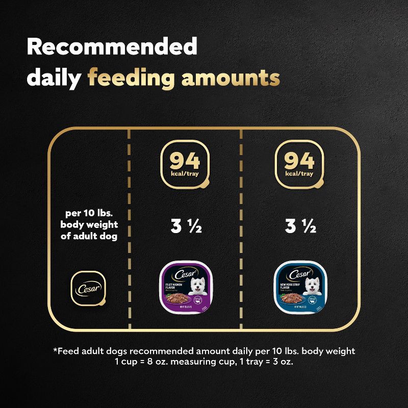 slide 5 of 14, Cesar Filets in Gravy Read Meat Beef Gravy and Steak Flavor Variety Pack Small Breed Wet Dog Food - 3.5oz/12ct, 12 ct; 3.5 oz