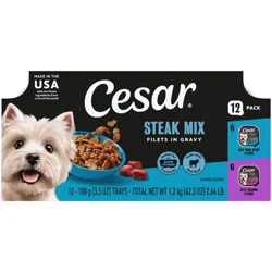 Cesar Filets in Gravy Read Meat Beef Gravy and Steak Flavor Variety Pack Small Breed Wet Dog Food - 3.5oz/12ct