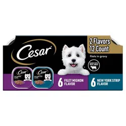 Cesar Filets in Gravy Read Meat Beef Gravy and Steak Flavor Variety Pack Small Breed Wet Dog Food - 3.5oz/12ct