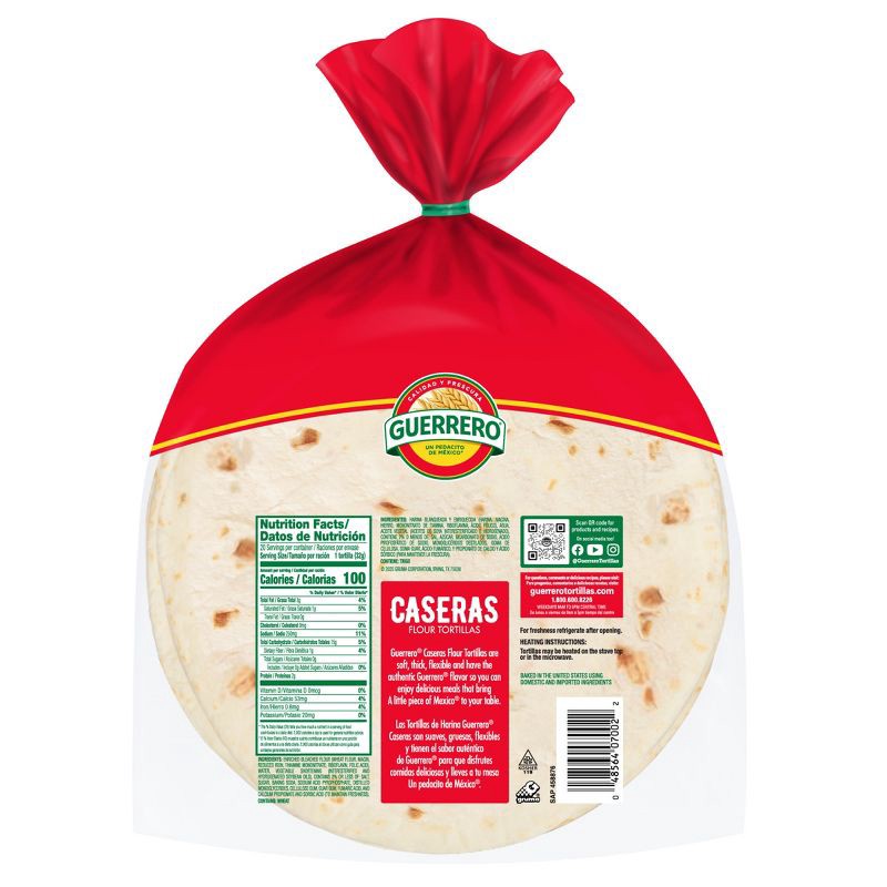 slide 2 of 9, Guerrero Fajita Size Caseras Flour Tortillas - 22.5oz/20ct, 22.5 oz, 20 ct