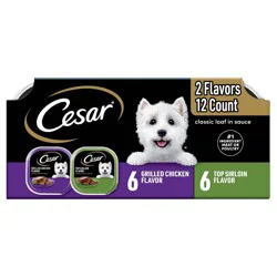 Cesar Variety Pack with Grilled Chicken, Steak, Beef, Gravy and Red Meat Flavor Classic Loaf in Sauce Small Breed Wet Dog Food - 3.5oz/12ct