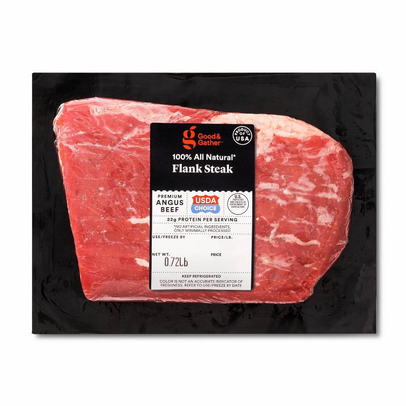 USDA Choice Angus Beef Flank Steak - 0.55-1.80 lbs - price per lb - Good &  Gather™