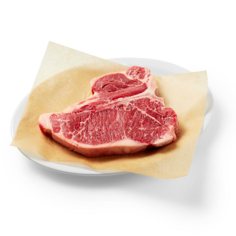 slide 2 of 3, USDA Choice Angus Beef T-Bone Steak - 0.64-1.50 lbs - price per lb - Good & Gather™, per lb