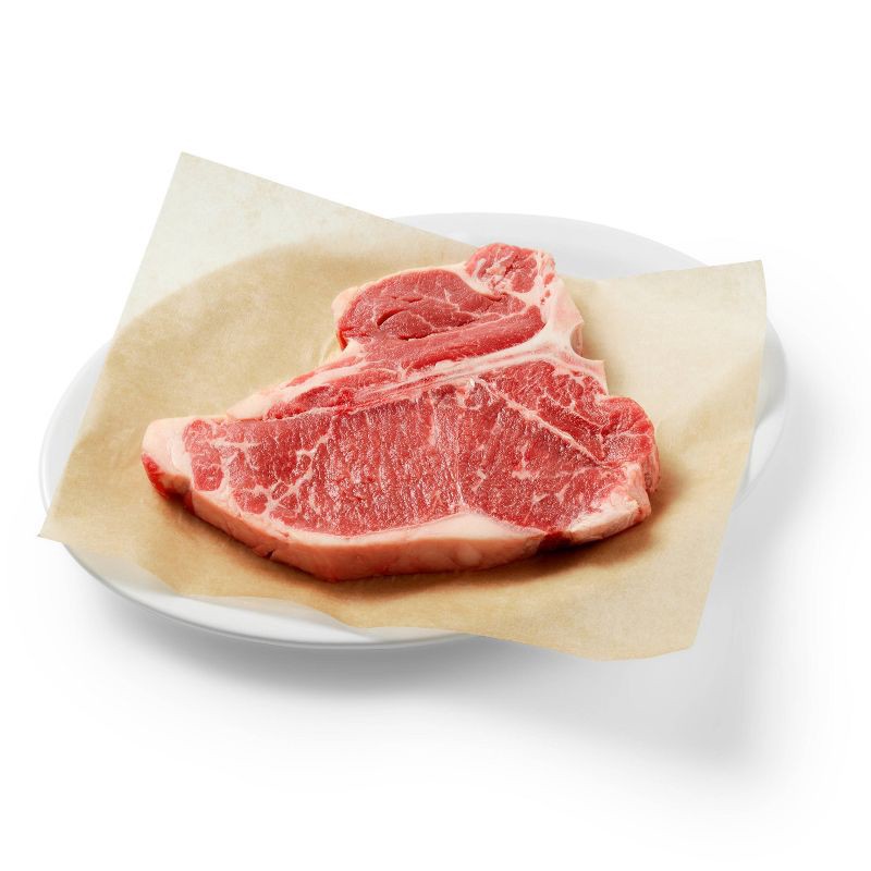 slide 2 of 3, USDA Choice Angus Beef T-Bone Steak - 0.64-1.50 lbs - price per lb - Good & Gather™, per lb