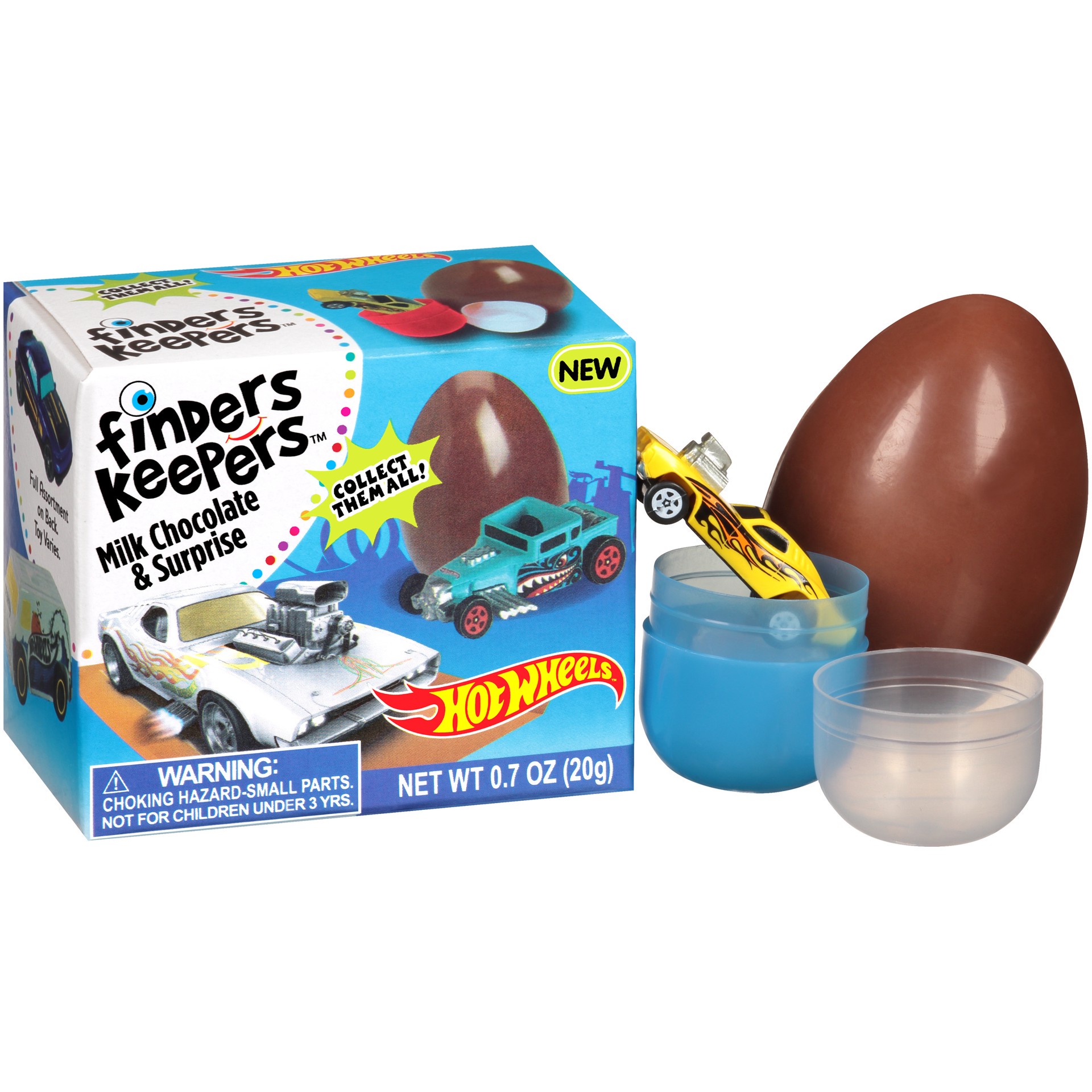 slide 1 of 9, Finders Keepers Hot Wheels Milk Chocolate Candy Egg & Toy Surprise, 0.7 oz, 0.7 oz