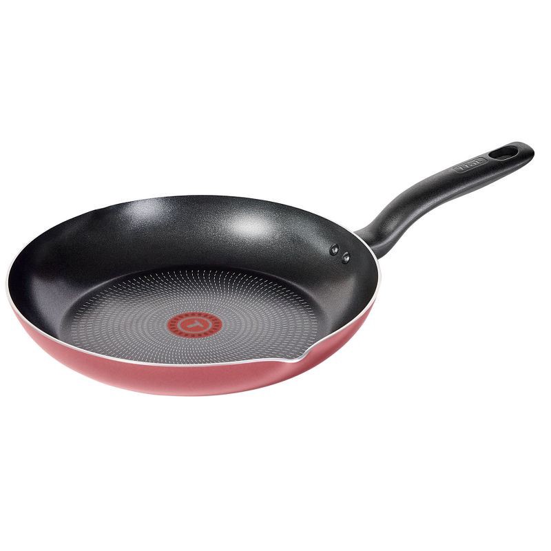 slide 1 of 10, T-fal 12" Frying Pan, Simply Cook Nonstick Cookware Red: Ergonomic Stay-Cool Handle, Oven & Dishwasher Safe, 1 ct