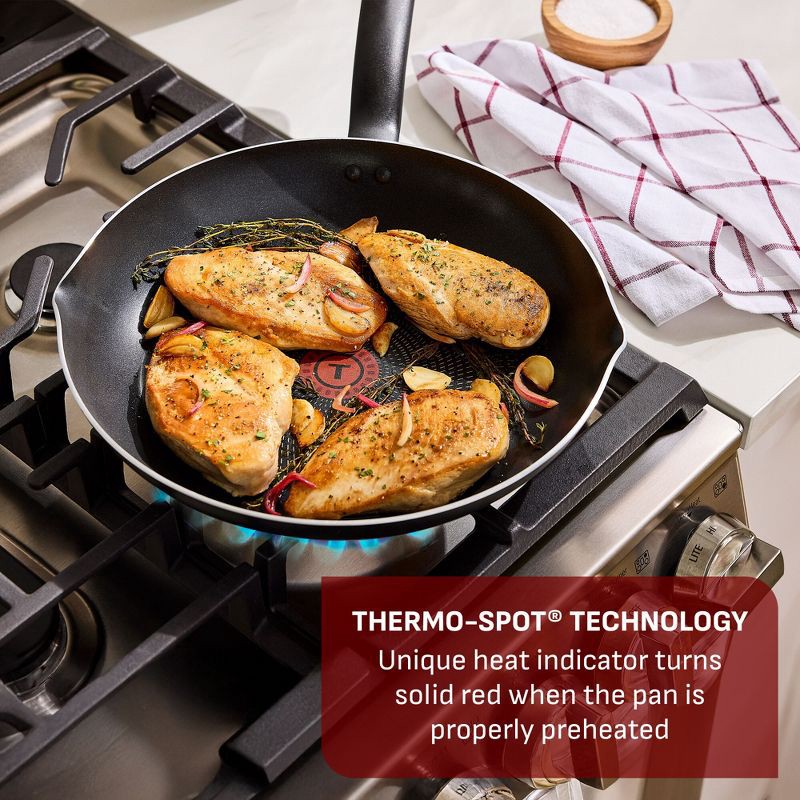 slide 3 of 10, T-fal 12" Frying Pan, Simply Cook Nonstick Cookware Red: Ergonomic Stay-Cool Handle, Oven & Dishwasher Safe, 1 ct