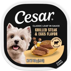 Cesar Classic Loaf in Sauce Grilled Steak, Beef, Gravy and Eggs Flavor Small Breed Wet Dog Food - 3.5oz