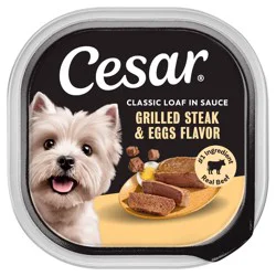 Cesar Classic Loaf in Sauce Grilled Steak, Beef, Gravy and Eggs Flavor Small Breed Wet Dog Food - 3.5oz