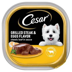 Cesar Classic Loaf in Sauce Grilled Steak, Beef, Gravy and Eggs Flavor Small Breed Wet Dog Food - 3.5oz
