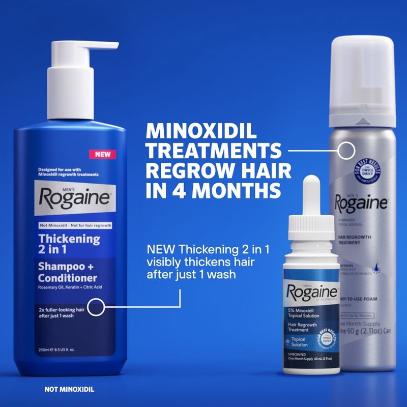 slide 4 of 8, Rogaine Mens' 5% Minoxidil Foam for Hair Regrowth - 6.33oz, 6.33 oz