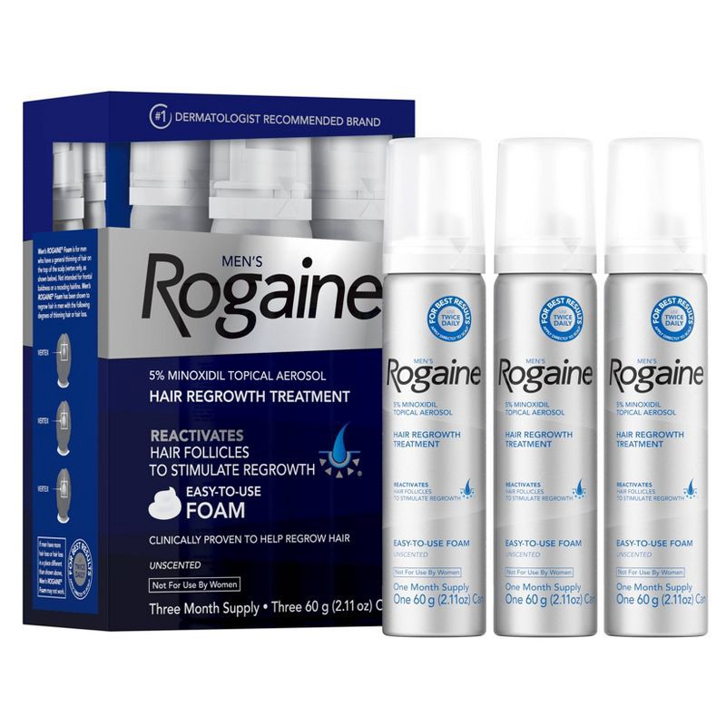 slide 1 of 8, Rogaine Mens' 5% Minoxidil Foam for Hair Regrowth - 6.33oz, 6.33 oz