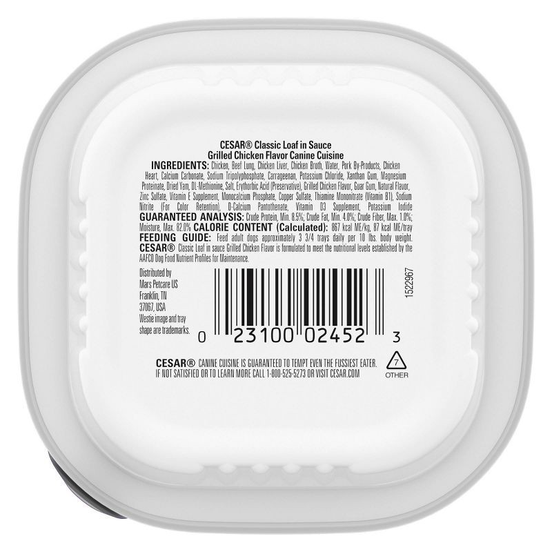 slide 2 of 9, Cesar Loaf and Topper in Sauce Grilled Chicken Flavor Small Breed Wet Dog Food - 3.5oz, 3.5 oz