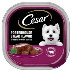 Cesar Classic Loaf in Sauce Porterhouse Steak, Beef and Gravy Flavor Small Breed Wet Dog Food - 3.5oz