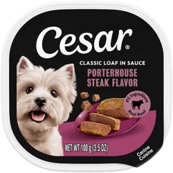 Cesar Classic Loaf in Sauce Porterhouse Steak, Beef and Gravy Flavor Small Breed Wet Dog Food - 3.5oz