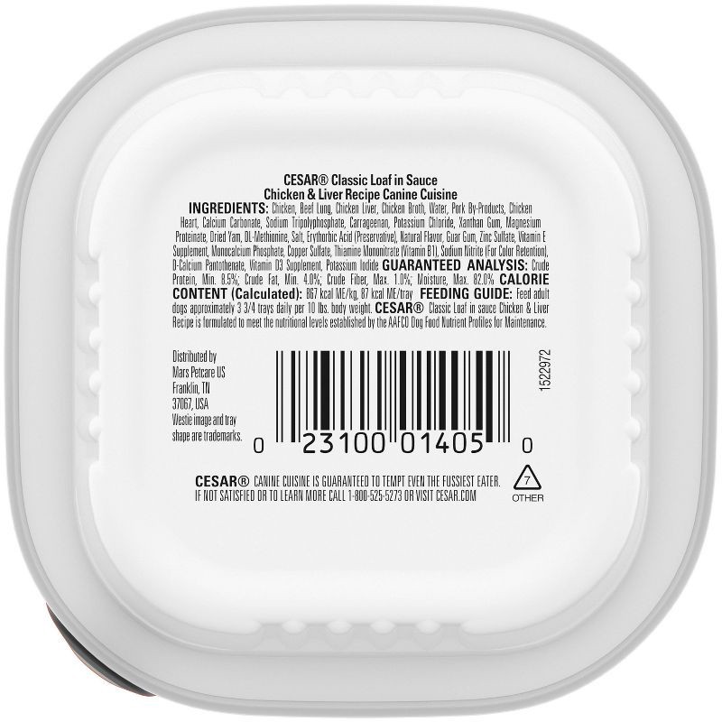 slide 10 of 11, Cesar Classic Loaf in Sauce Chicken, Liver and Gravy Flavor Small Breed Wet Dog Food - 3.5oz, 3.5 oz