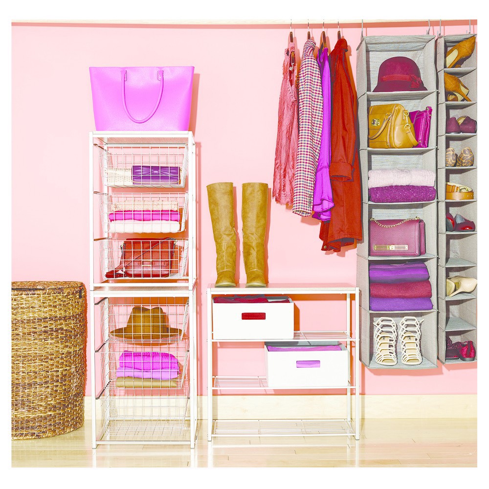 slide 3 of 3, 6 Shelf Hanging Closet Organizer Gray - Room Essentials, 1 ct