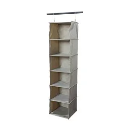 6 Shelf Hanging Closet Organizer Gray - Room Essentials™: Clothes & Garment Storage, Hanging Shelves, 40lb Capacity