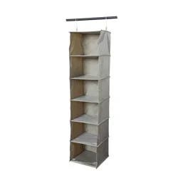 6 Shelf Hanging Closet Organizer Gray - Room Essentials™: Clothes & Garment Storage, Hanging Shelves, 40lb Capacity