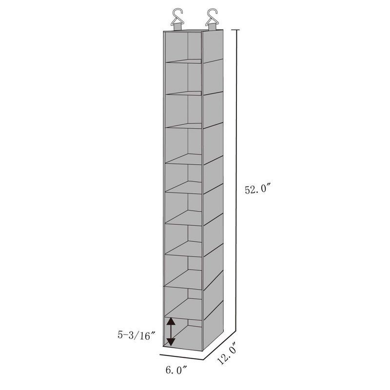 slide 5 of 5, 10 Shelf Hanging Shoe Storage Organizer Gray - Room Essentials™: Closet Rod Hanging Shoe Rack, Holds 10 Pairs, Fabric, 1 ct