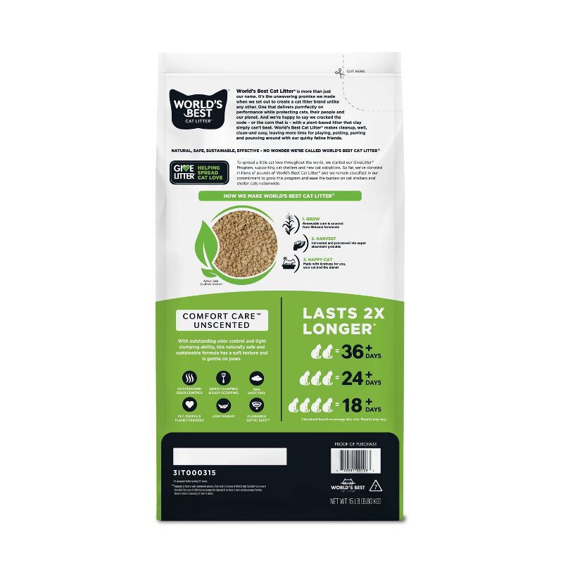 slide 2 of 9, World's Best Cat Litter- Clumping Cat Formula - 15lbs, 15 lb