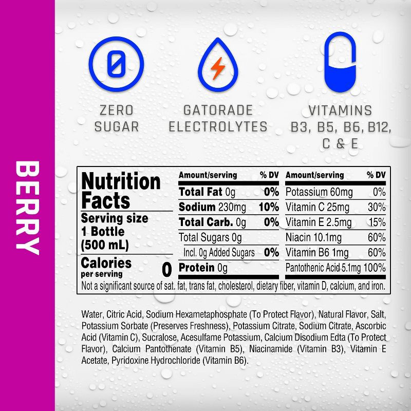 slide 5 of 11, Propel Zero Berry Nutrient Enhanced Water - 6pk/16.9 fl oz Bottles, 6 ct; 16.9 fl oz