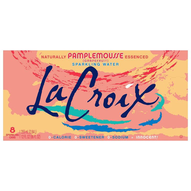 slide 4 of 4, LaCroix Sparkling Water Pamplemousse (Grapefruit) - 8pk/12 fl oz Cans, 8 ct; 12 fl oz