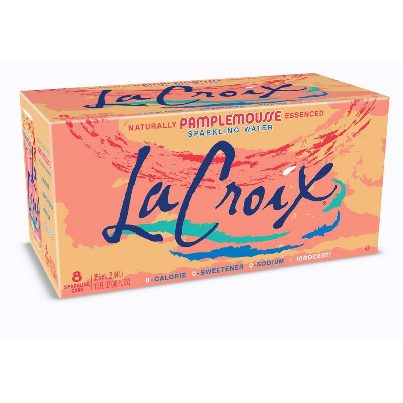 slide 1 of 4, LaCroix Sparkling Water Pamplemousse (Grapefruit) - 8pk/12 fl oz Cans, 8 ct; 12 fl oz