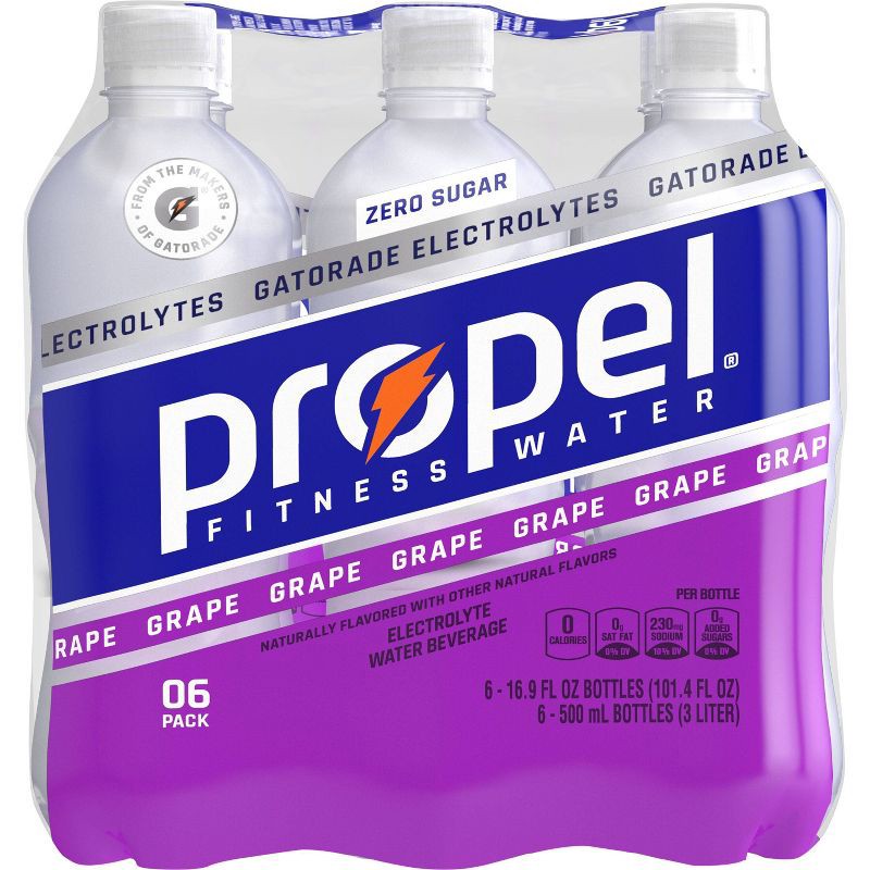 slide 2 of 7, Propel Zero Grape Nutrient Enhanced Water - 6pk/16.9 fl oz Bottles, 6 ct; 16.9 fl oz