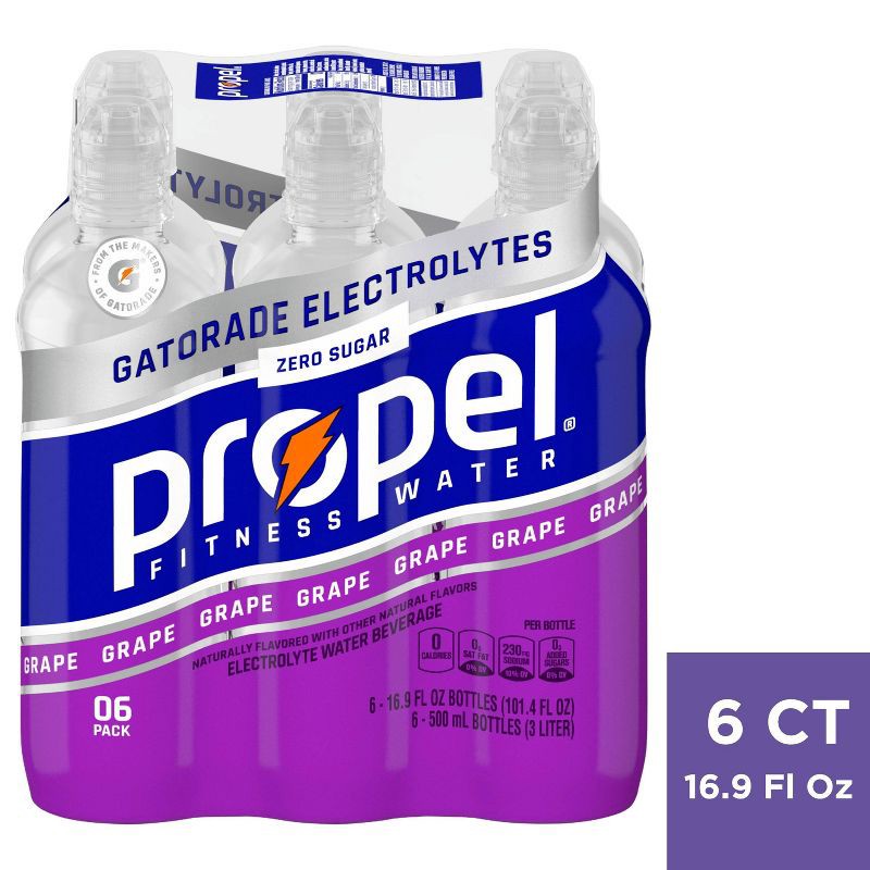 slide 1 of 7, Propel Zero Grape Nutrient Enhanced Water - 6pk/16.9 fl oz Bottles, 6 ct; 16.9 fl oz