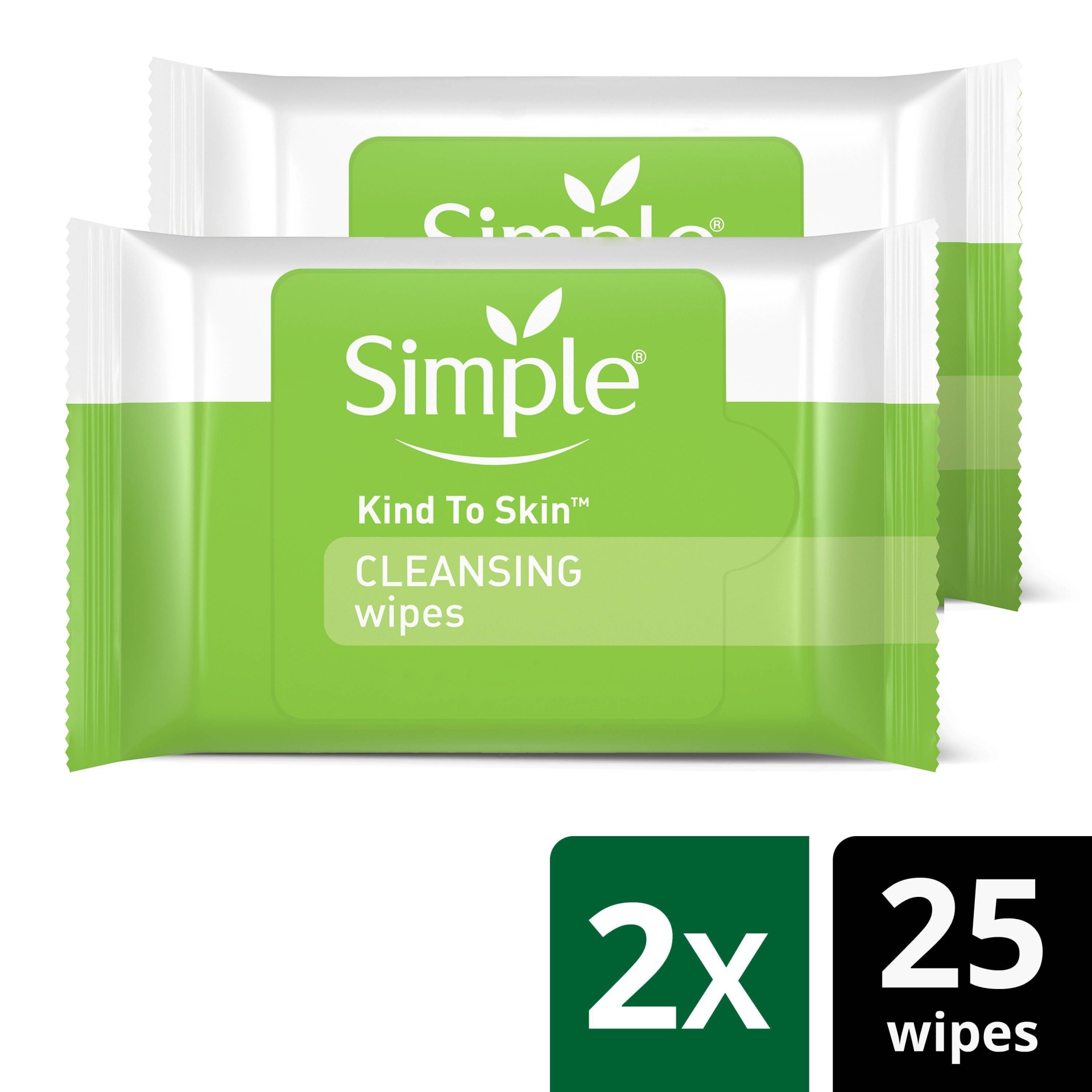 slide 1 of 5, Unscented Simple Cleansing Facial Wipes Kind to Skin - 2x25ct, 25 ct