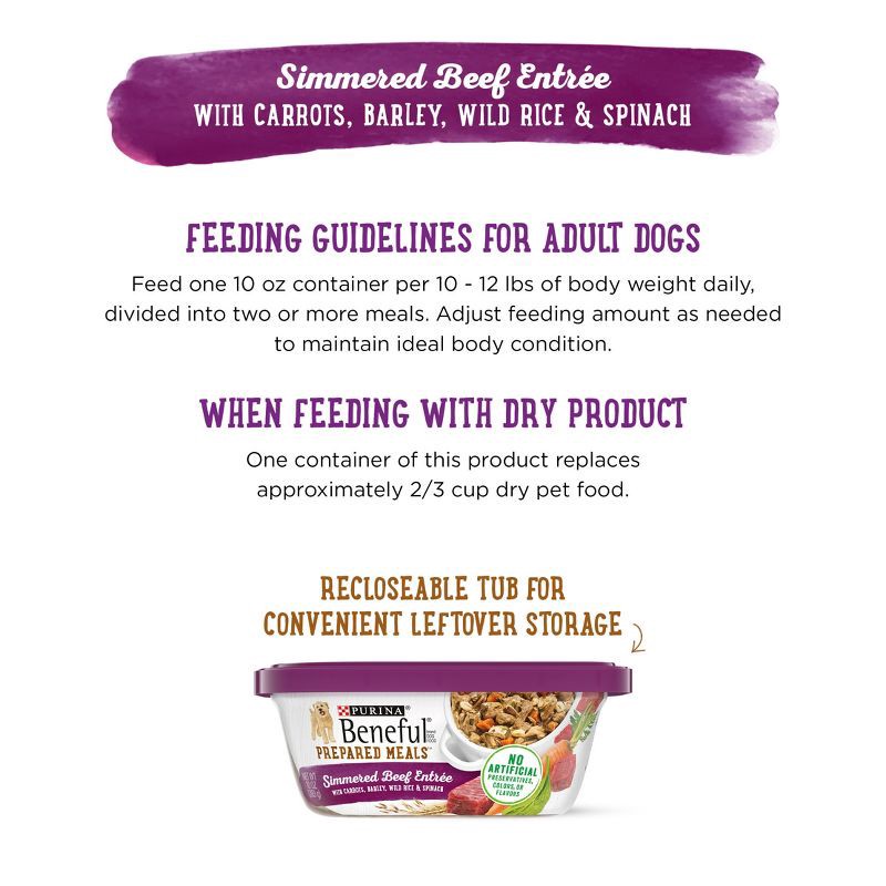slide 11 of 12, Purina Beneful Prepared Meals Simmered Recipes Wet Dog Food Simmered Beef Entrée - 10oz, 10 oz