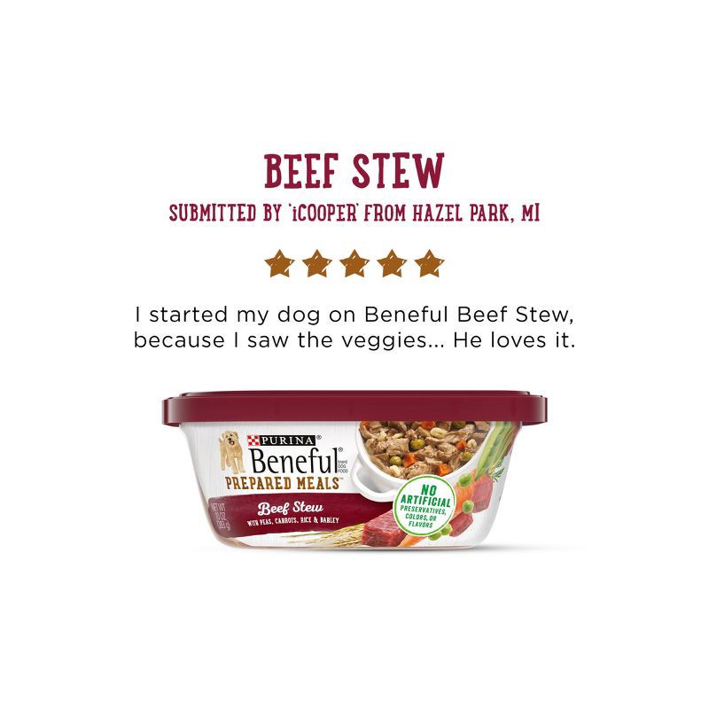 slide 8 of 13, Purina Beneful Prepared Meals Stew Recipes Wet Dog Food Beef Stew - 10oz, 10 oz