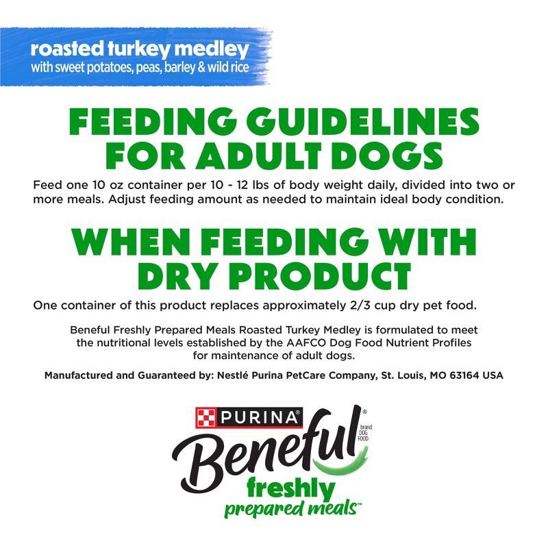 slide 12 of 13, Purina Beneful Prepared Meals Roasted Recipes Wet Dog Food Roasted Turkey Medley with Wild Rice, Sweet Potates, Peas & Barley - 10oz, 10 oz