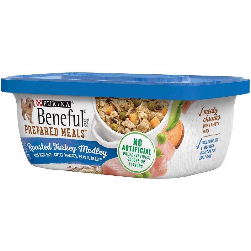 slide 4 of 5, Purina Beneful Prepared Meals Roasted Recipes Wet Dog Food Roasted Turkey Medley with Wild Rice, Sweet Potates, Peas & Barley - 10oz, 10 oz